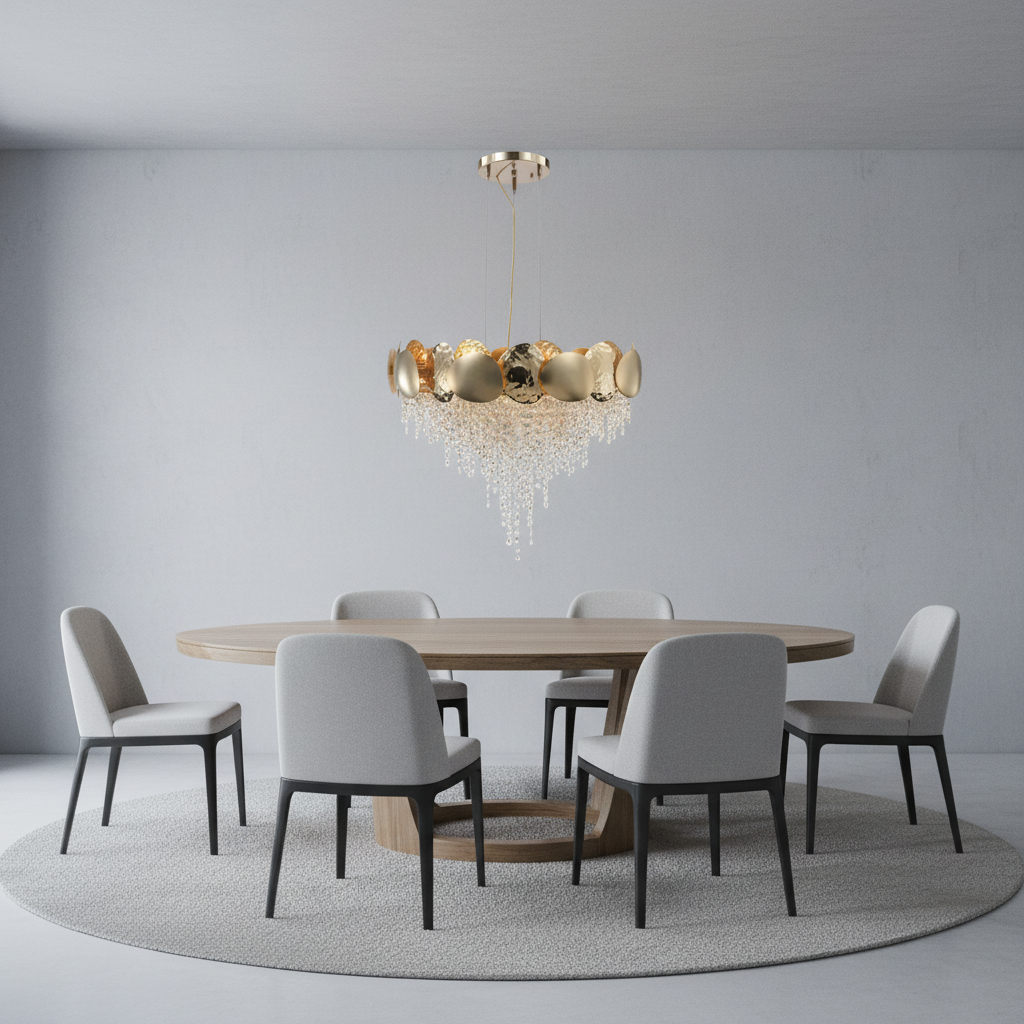 Riviko Radiant Bloom Round Crystal Chandelier - Background Shot
