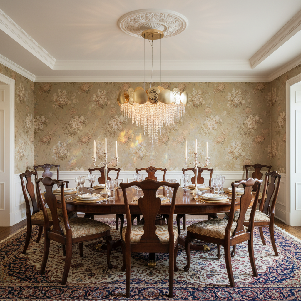 Riviko Radiant Bloom Round Crystal Chandelier - formal American dining room