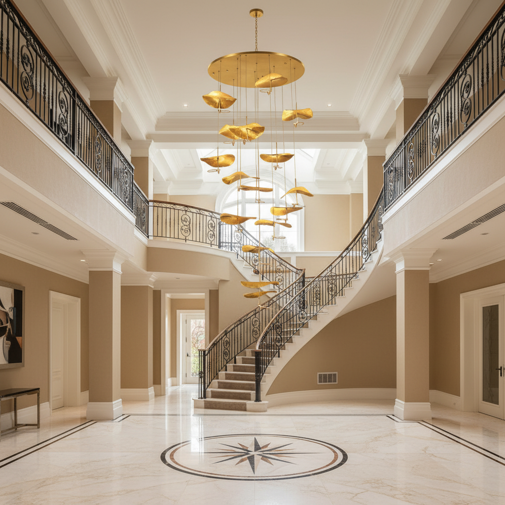 Riviko Veridian Bloom Multi-Light Chandelier - grand American foyer with two-story ceiling