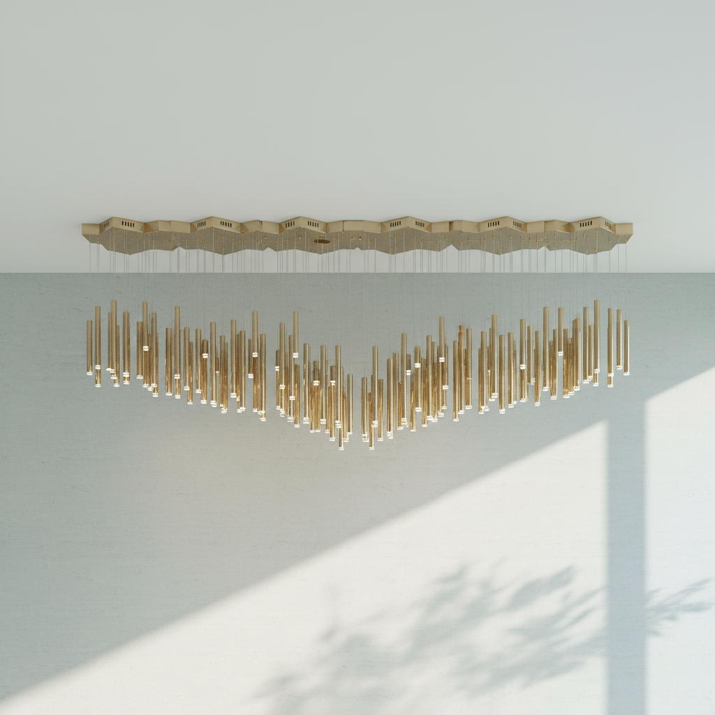 Riviko Aura Cascade Round Tubular Pendant Chandelier - Background Shot