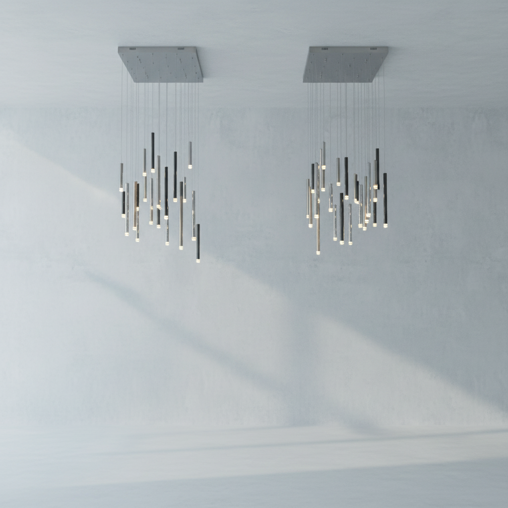 Riviko Aura Cascade Round Tubular Pendant Chandelier - Background Shot