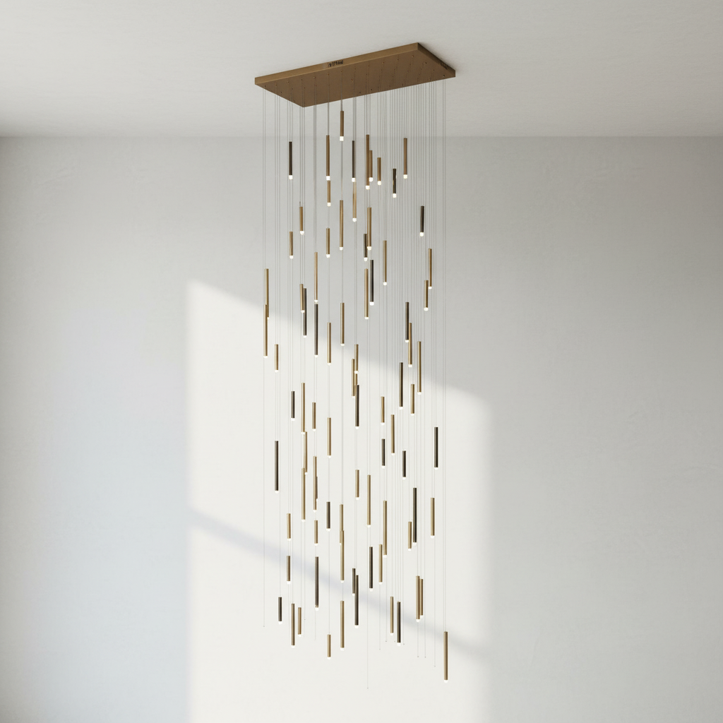 Riviko Aura Cascade Round Tubular Pendant Chandelier - Background Shot