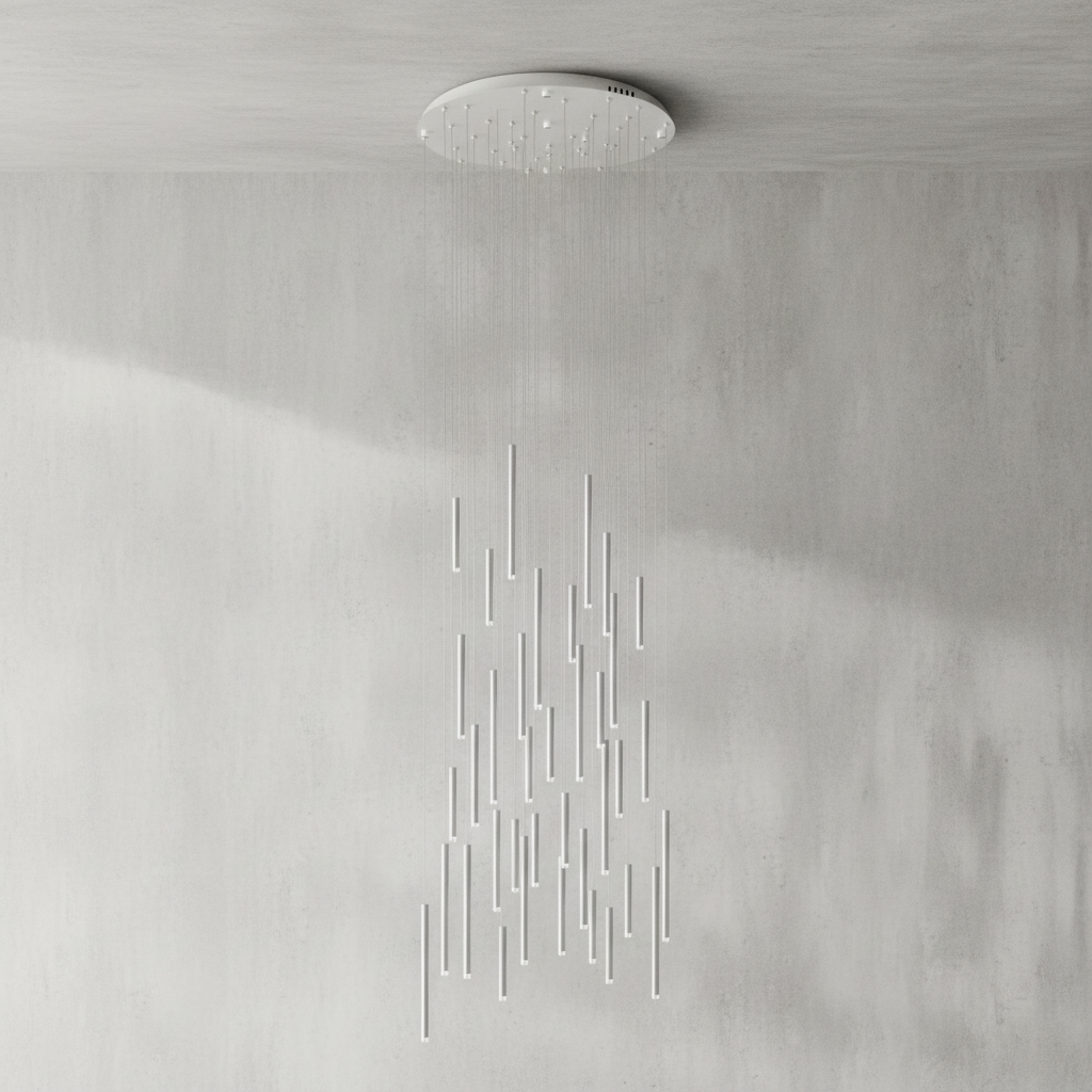 Riviko Aura Cascade Round Tubular Pendant Chandelier - Background Shot