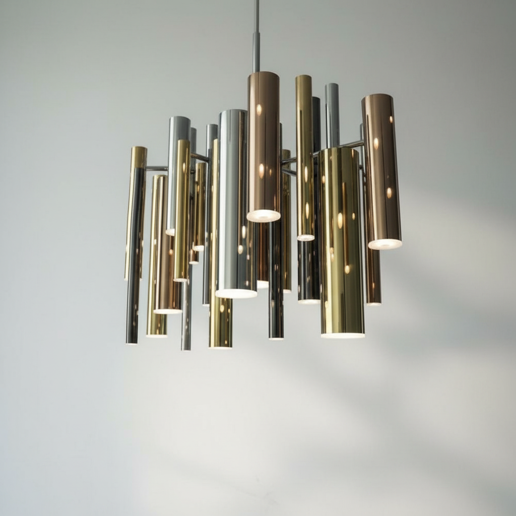 Riviko Aura Cascade Round Tubular Pendant Chandelier - Background Shot