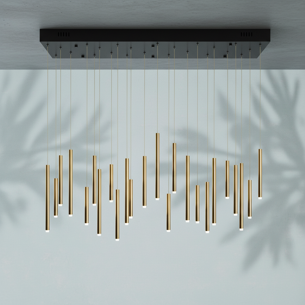 Riviko Aura Cascade Rectangular Pendant Chandelier - Background Shot