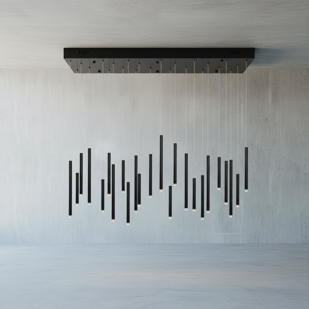 Riviko Aura Cascade Rectangular Pendant Chandelier - Background Shot