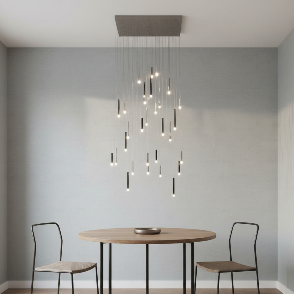 Riviko Aura Cascade Rectangular Pendant Chandelier - Background Shot