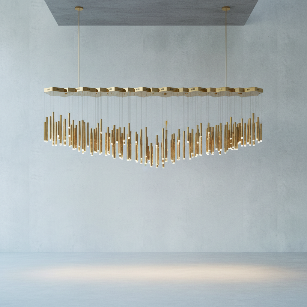 Riviko Aura Cascade Rectangular Pendant Chandelier - Background Shot
