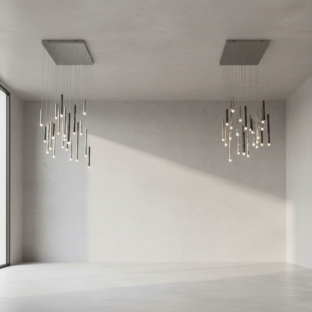 Riviko Aura Cascade Rectangular Pendant Chandelier - Background Shot