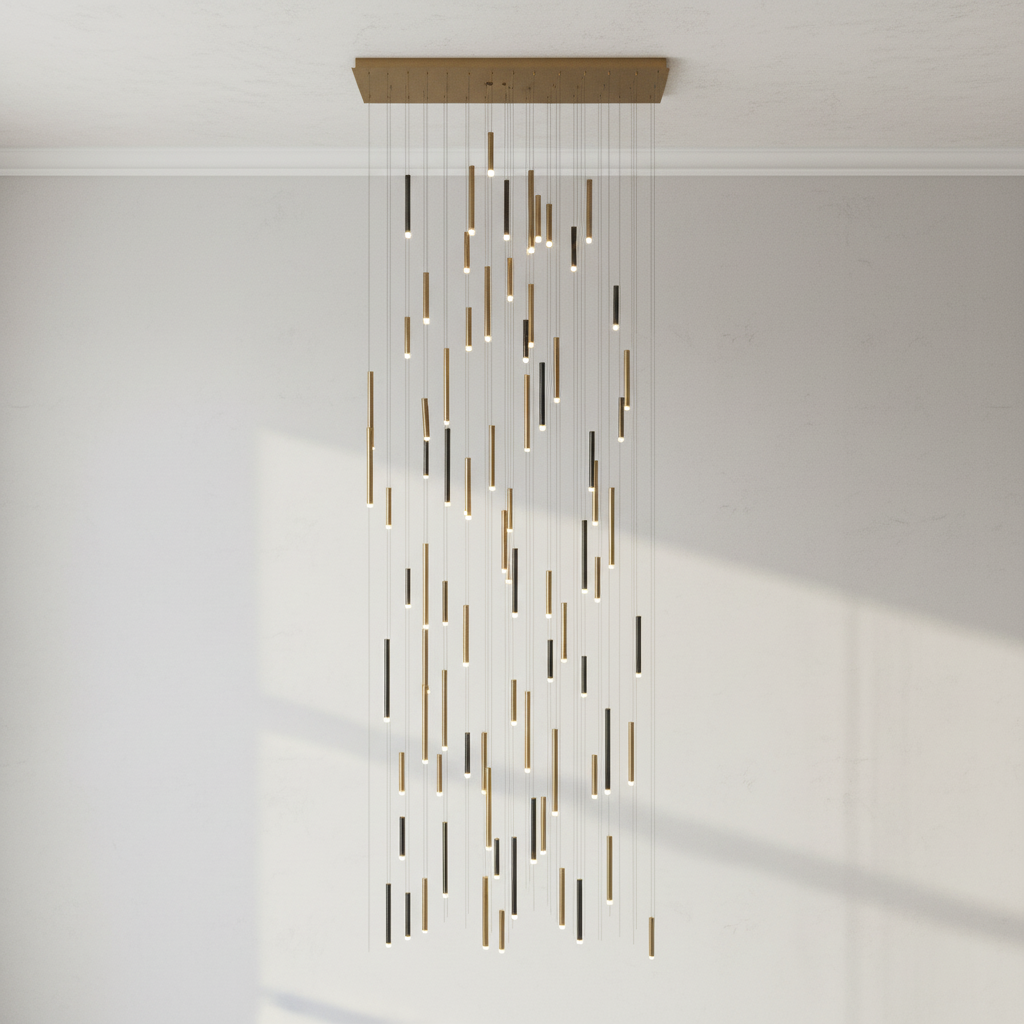 Riviko Aura Cascade Rectangular Pendant Chandelier - Background Shot