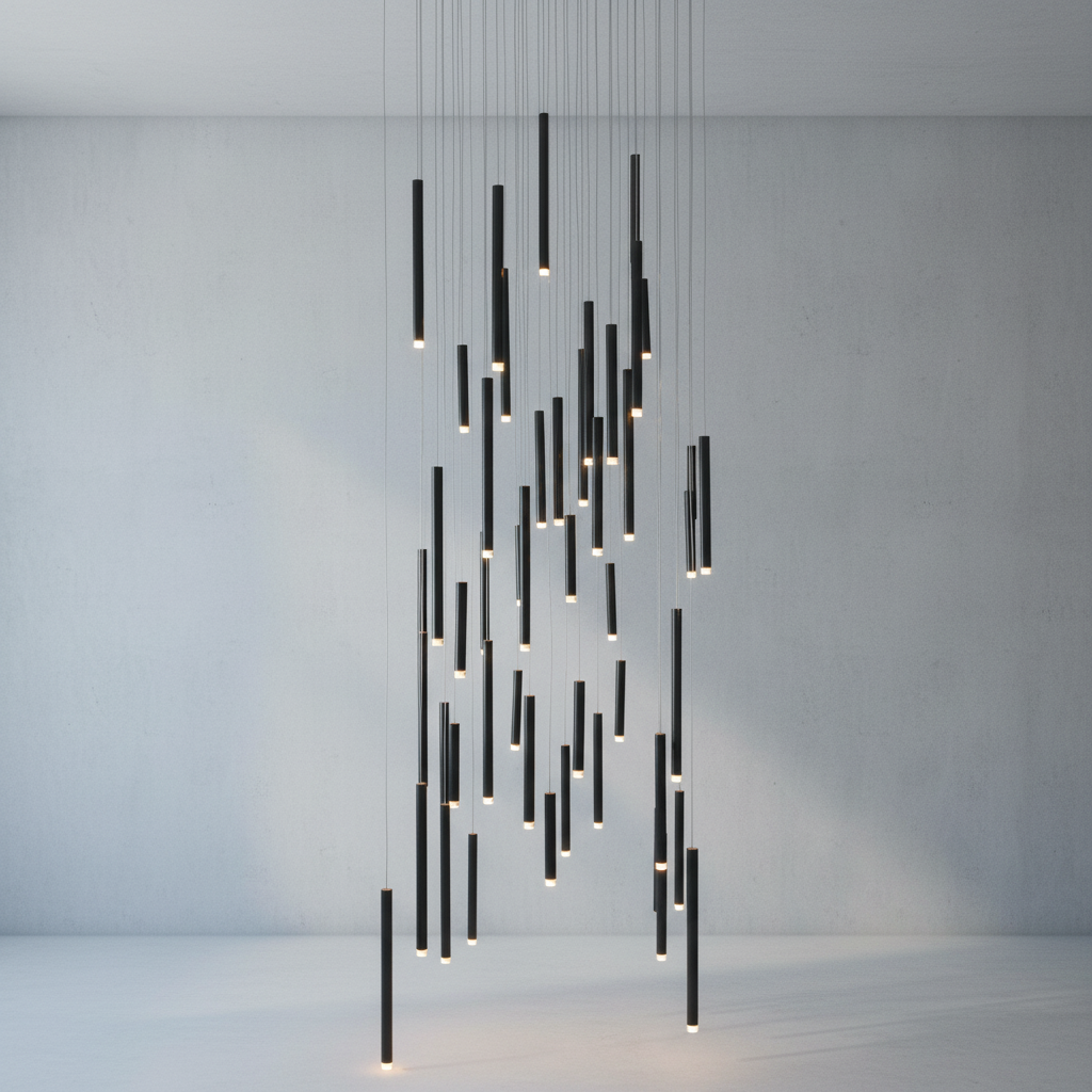Riviko Aura Cascade Rectangular Pendant Chandelier - Background Shot