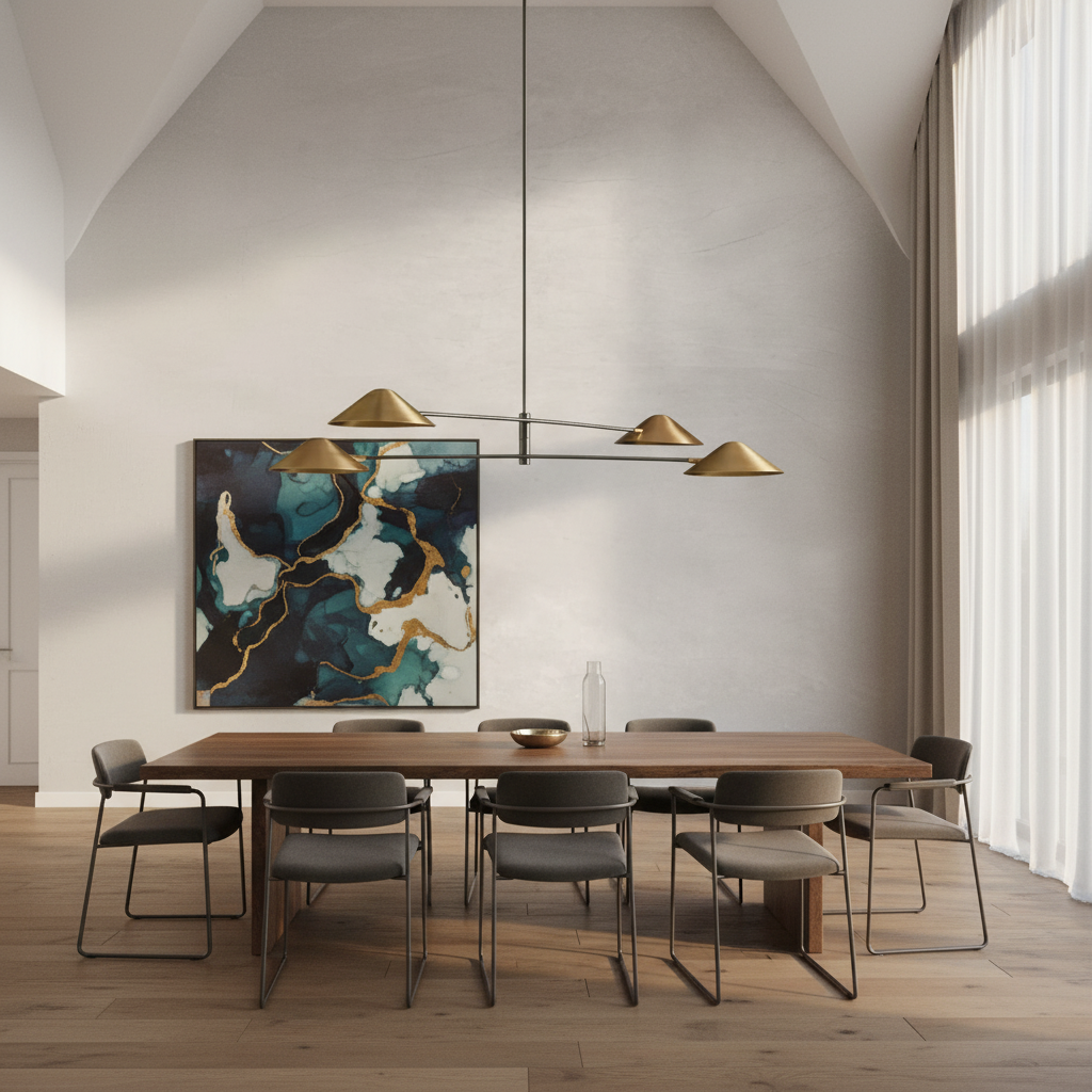 Riviko Aura Grandeur 4-Light Linear Chandelier - American great room dining area