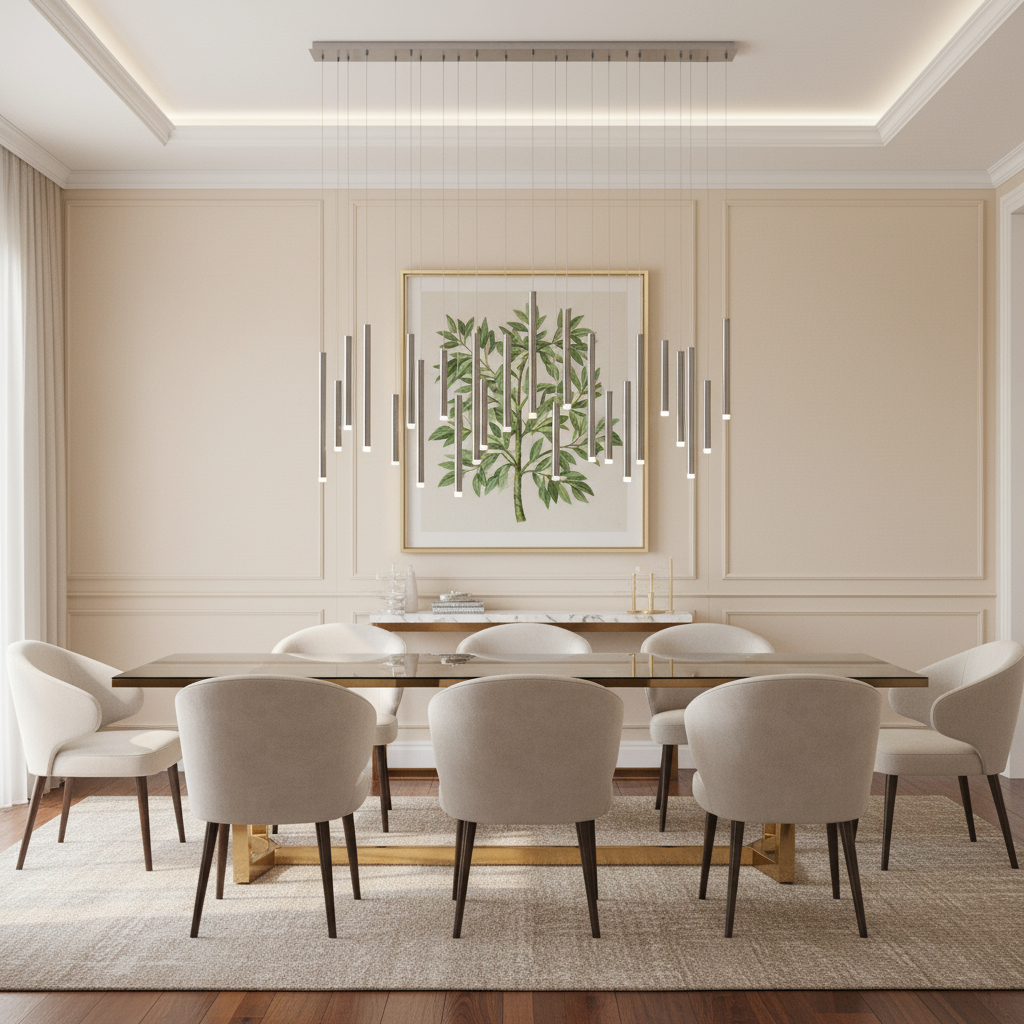 Riviko Aura Cascade Rectangular Pendant Chandelier - contemporary American dining room