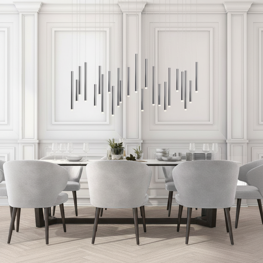 Riviko Aura Cascade Rectangular Pendant Chandelier - formal American dining room