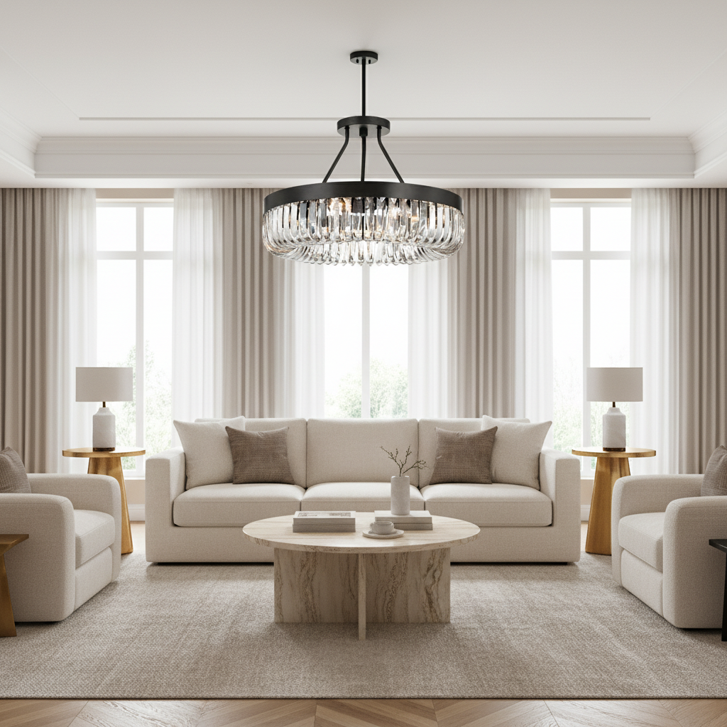 Riviko Regal Radiance 1-Tier 8-Light Round Chandelier - sophisticated American living room