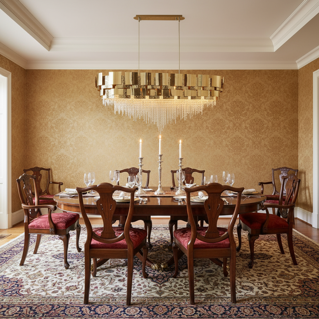 Riviko Radiant Cascade Linear Crystal Chandelier - formal American dining room
