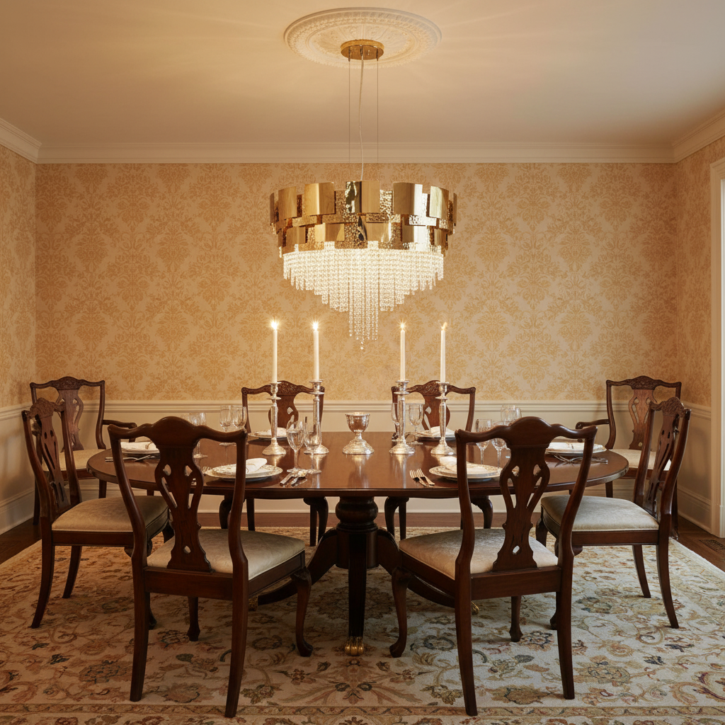 Riviko Radiant Orb Round Crystal Chandelier - formal American dining room