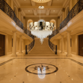 Riviko Amadeo Round Crystal Bead Chandelier - grand American foyer with two-story ceiling