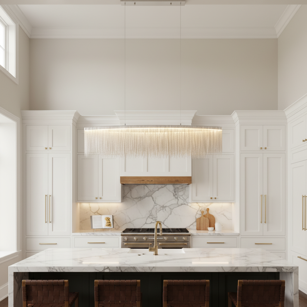 Riviko Radiant Cascade Linear Chandelier - upscale American kitchen