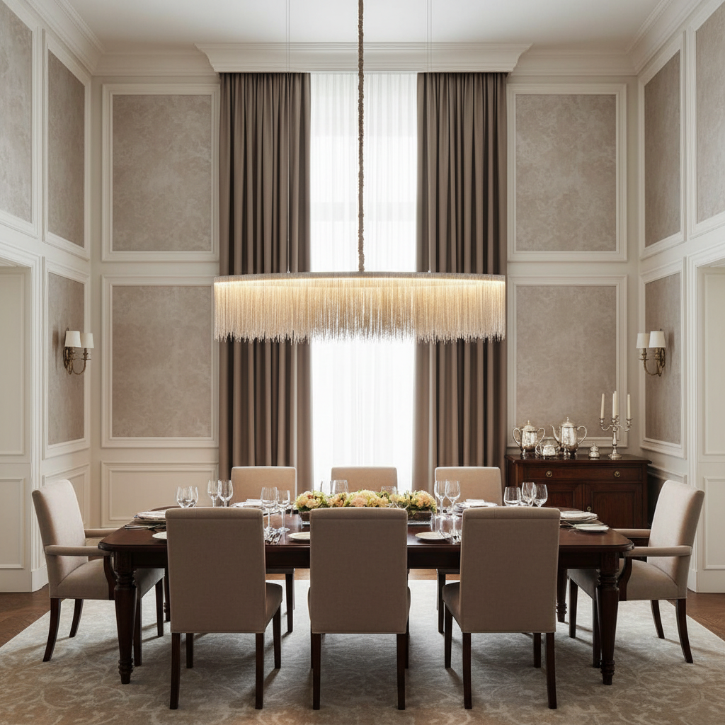 Riviko Radiant Cascade Linear Chandelier - American transitional dining room