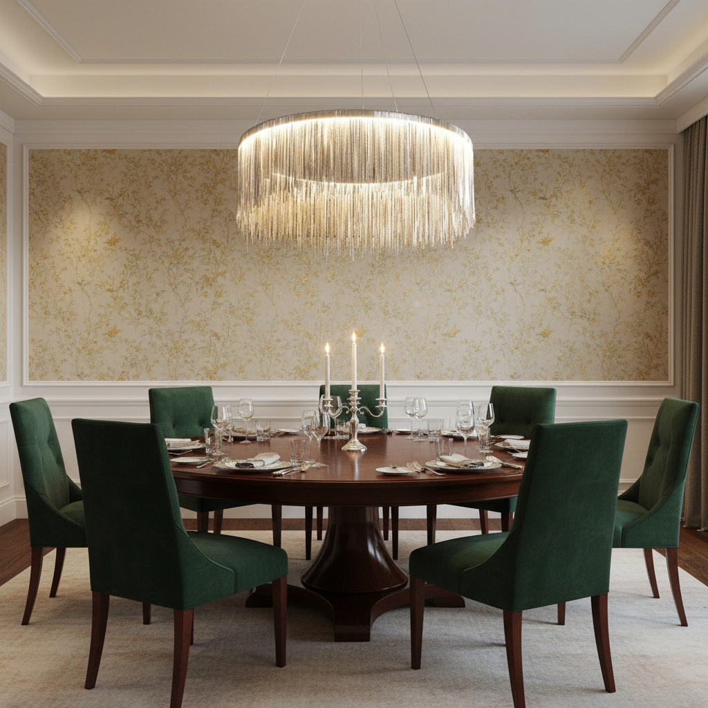 Riviko Radiant Cascade Round Chandelier - formal American dining room