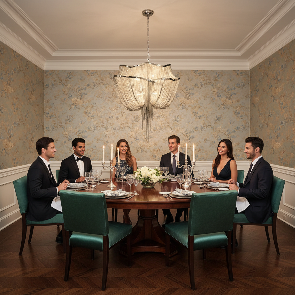 Riviko Alisa Double-Layer 7-Light Chandelier - formal American dining room