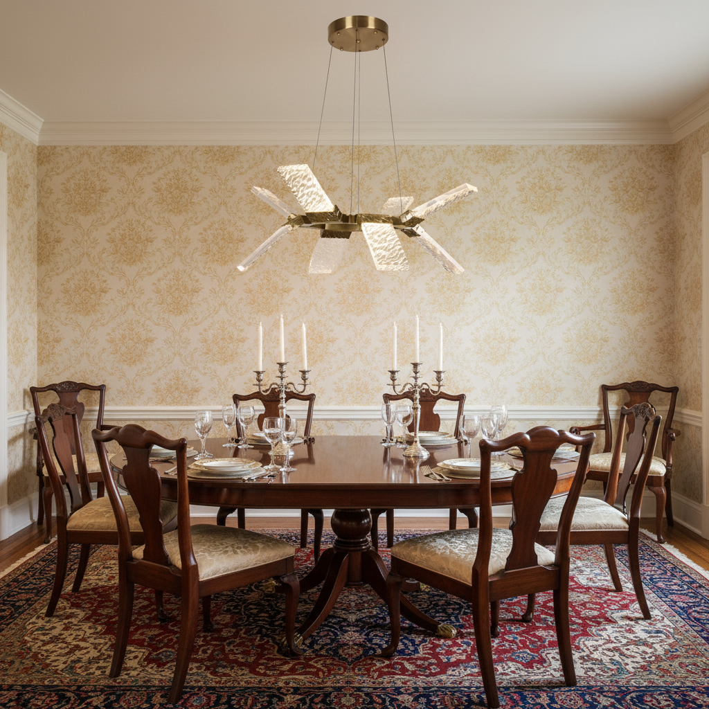 Riviko Radiant Crest Round Wave Chandelier - formal American dining room