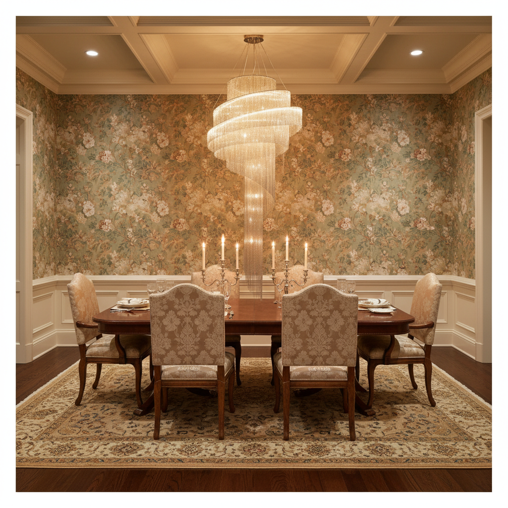 Riviko Radiant Cascade Ring Chandelier - formal American dining room