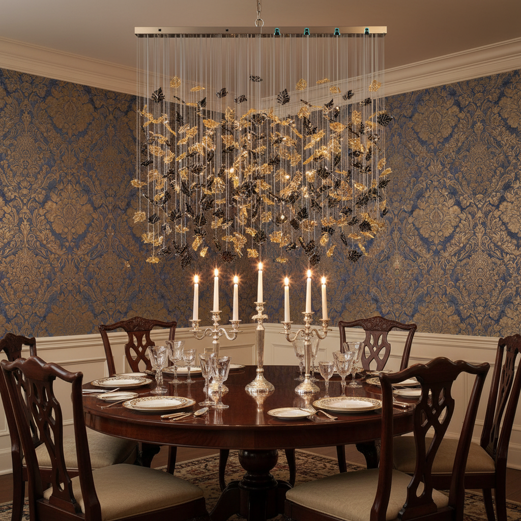 Riviko Verdant Canopy Art Glass Chandelier - formal American dining room
