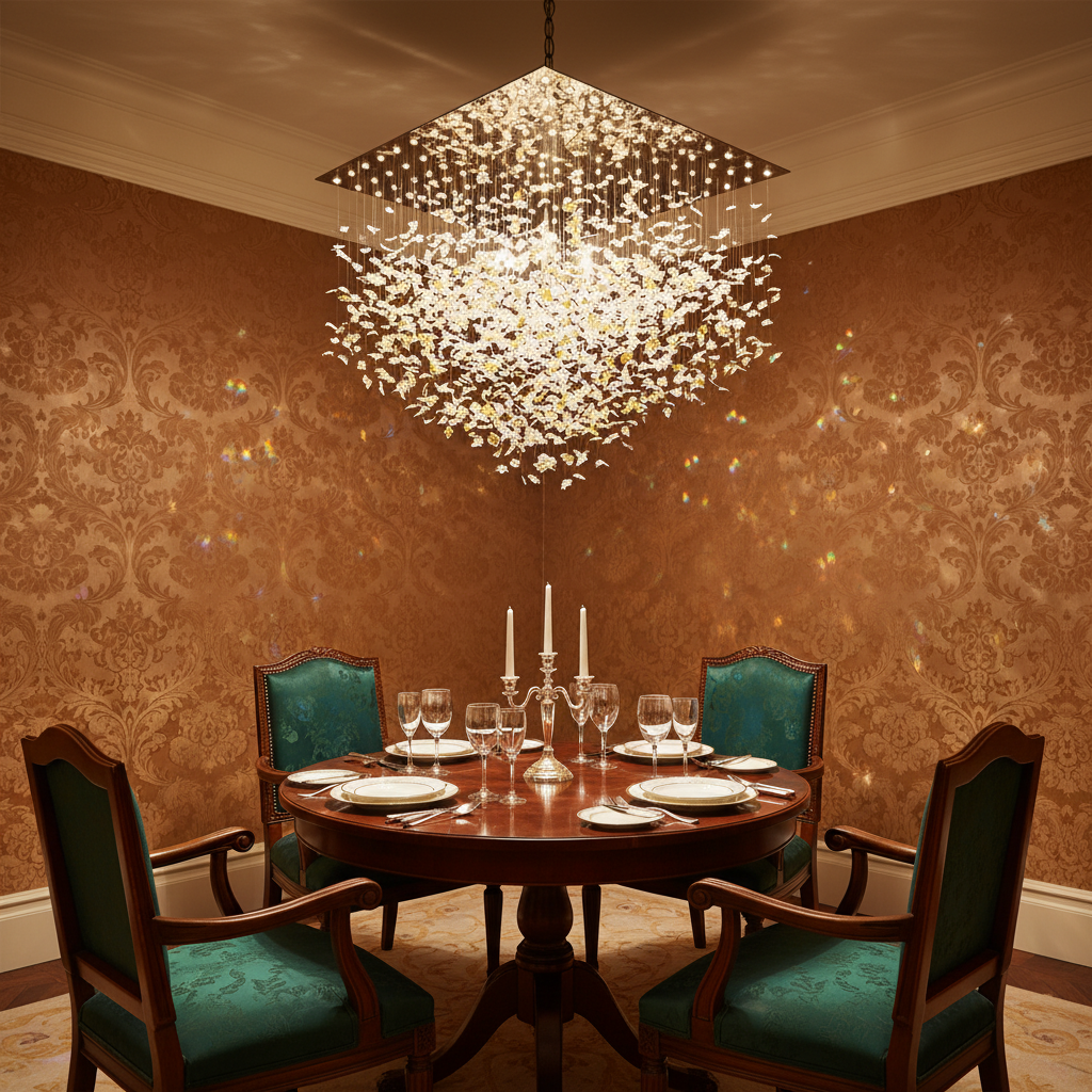 Riviko Custom Multicolor Maple Leaf Art Glass Chandelier - Scene