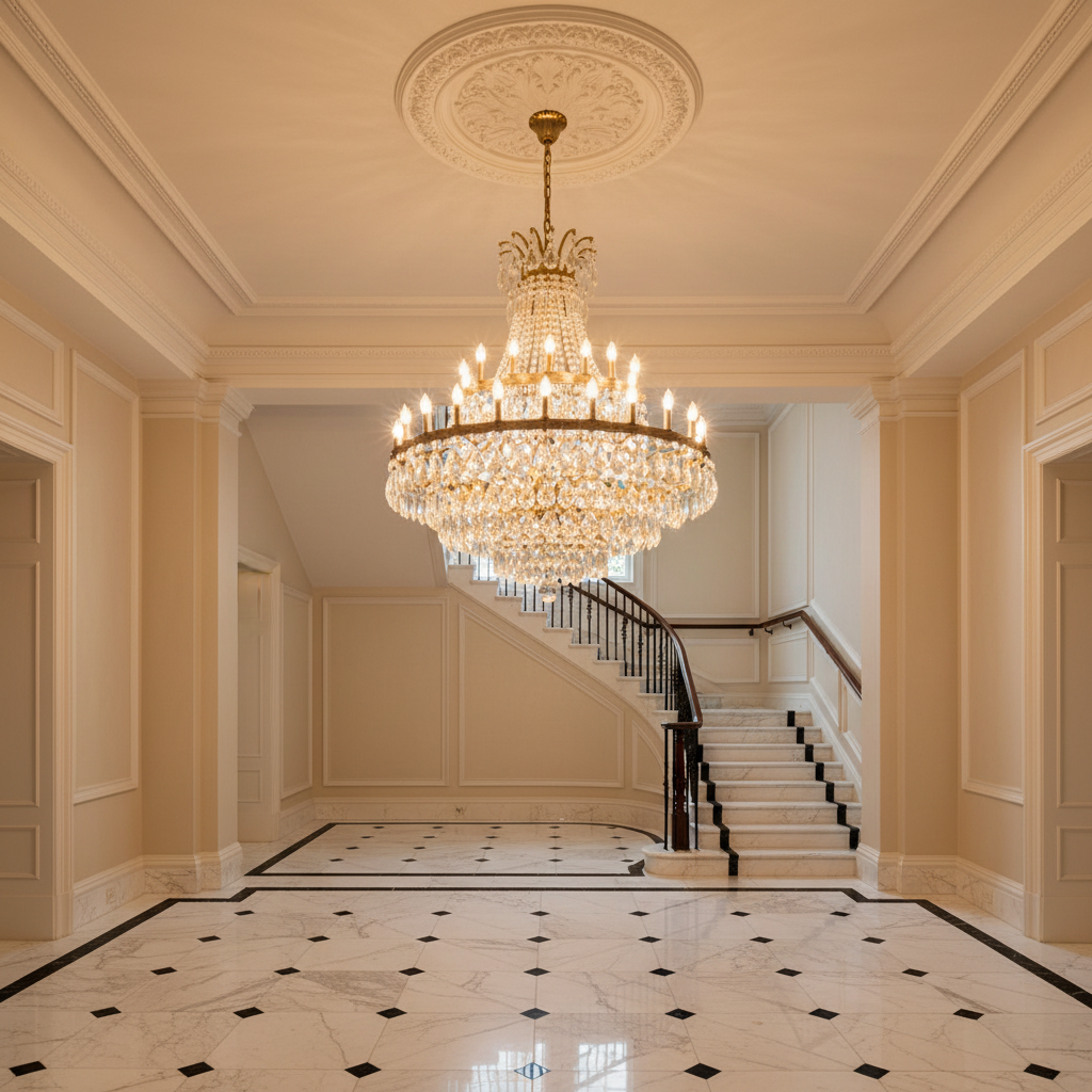 Riviko Custom Lava Glass Chandelier 36‘’ - grand American estate foyer