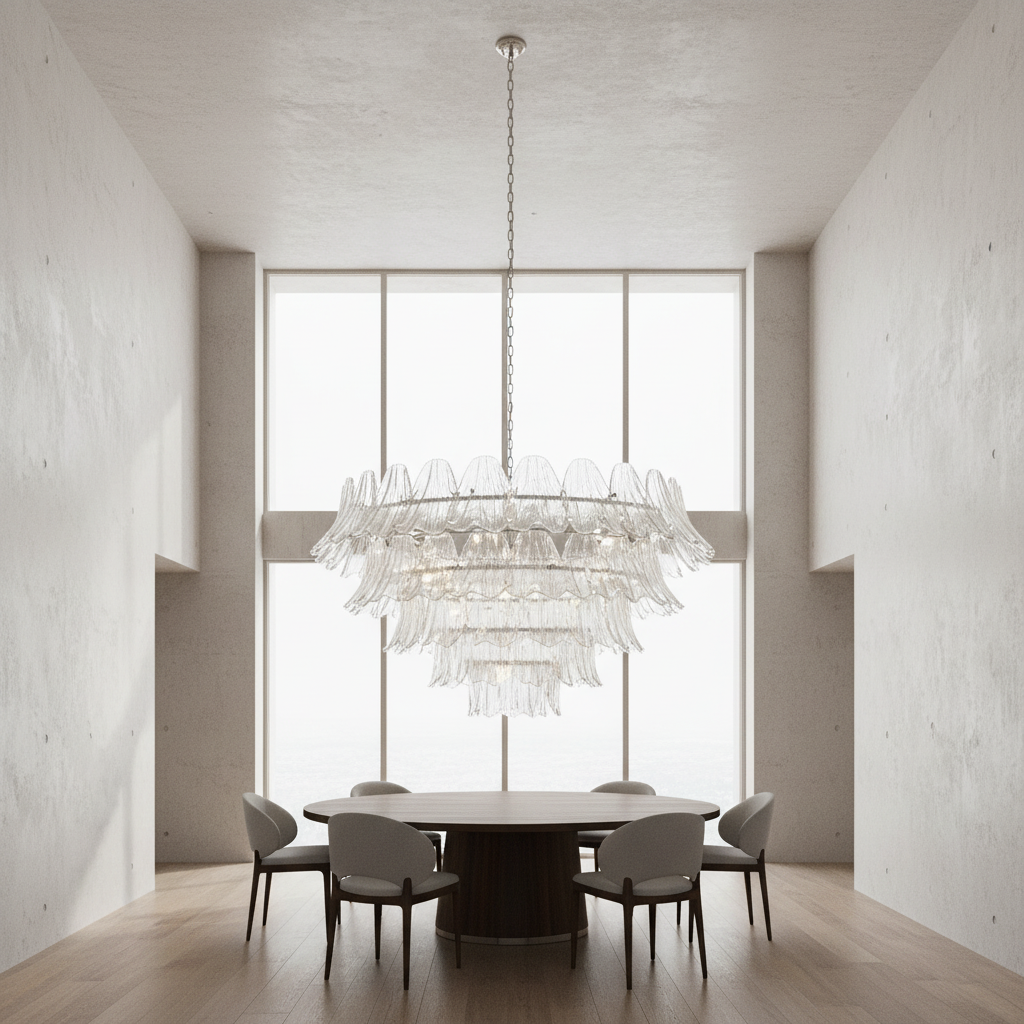 Riviko Vibrant Artisan Glass Leaf Chandelier - Background Shot