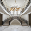 Riviko Datura Flower Modern Dining Branch Chandelier - dramatic American stairwell with soaring ceiling