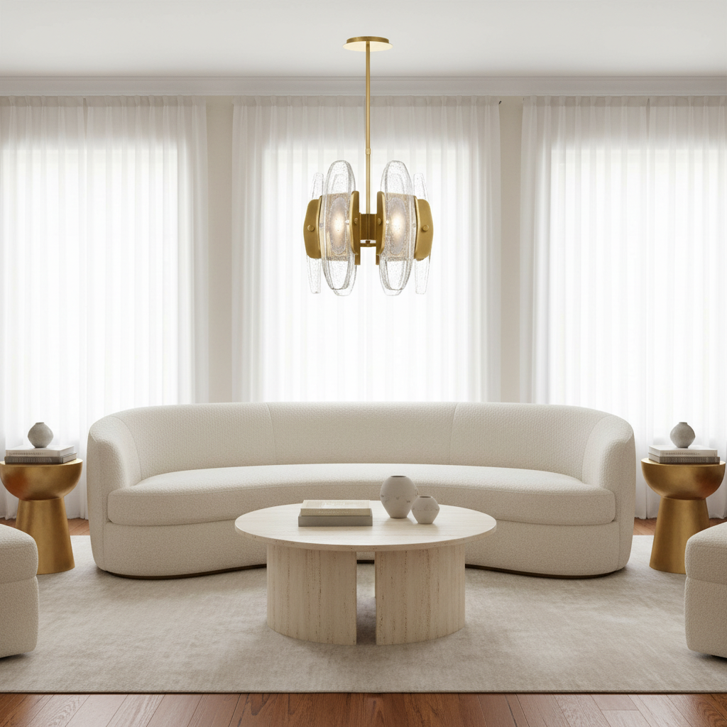 Riviko Veridian Glow Round Chandelier - sophisticated American living room