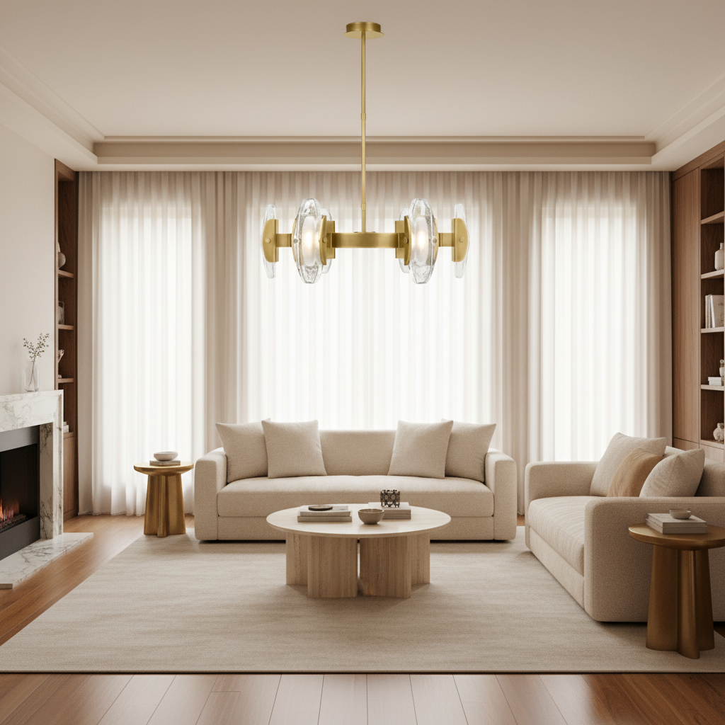 Riviko Veridian Radiance Round LED Chandelier - sophisticated American living room