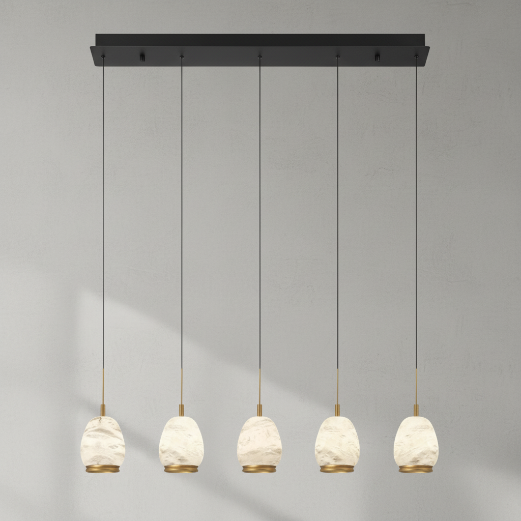Riviko Alabaster Aura Linear LED Chandelier - Background Shot