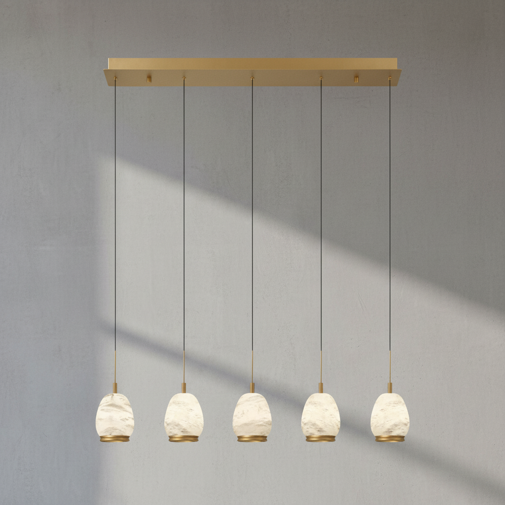 Riviko Alabaster Aura Linear LED Chandelier - Background Shot