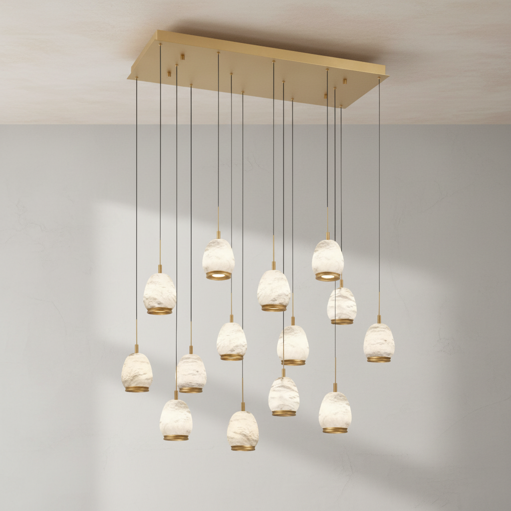 Riviko Alabaster Aura Linear LED Chandelier - Background Shot