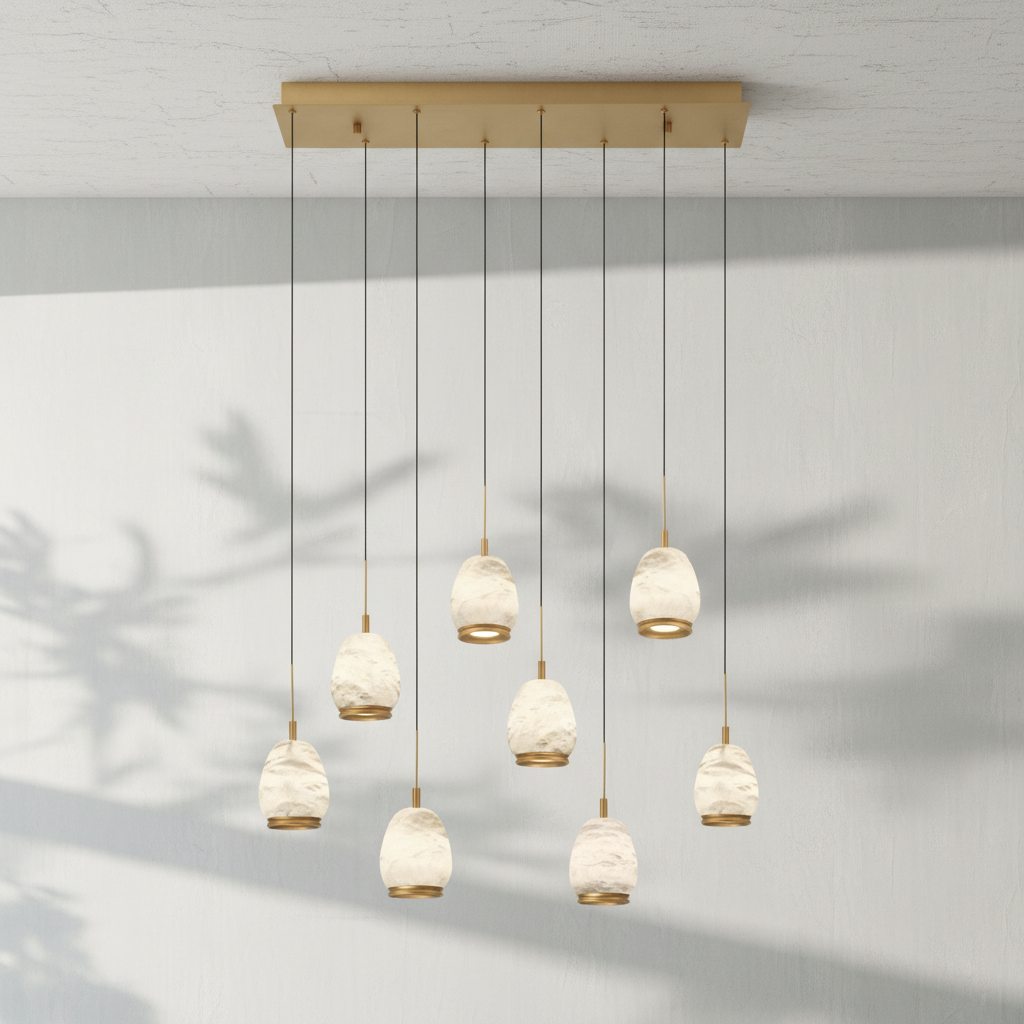 Riviko Alabaster Aura Linear LED Chandelier - Background Shot