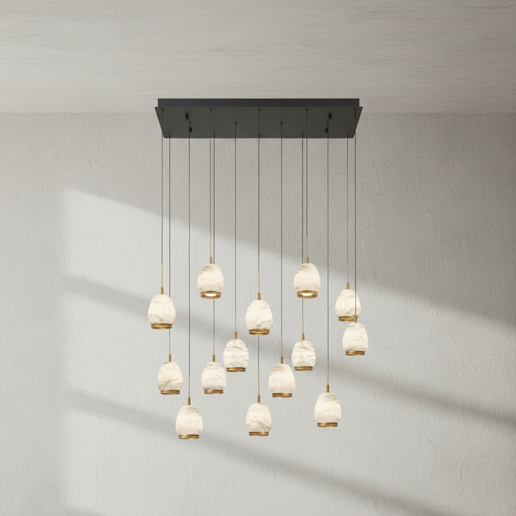 Riviko Alabaster Aura Linear LED Chandelier - Background Shot