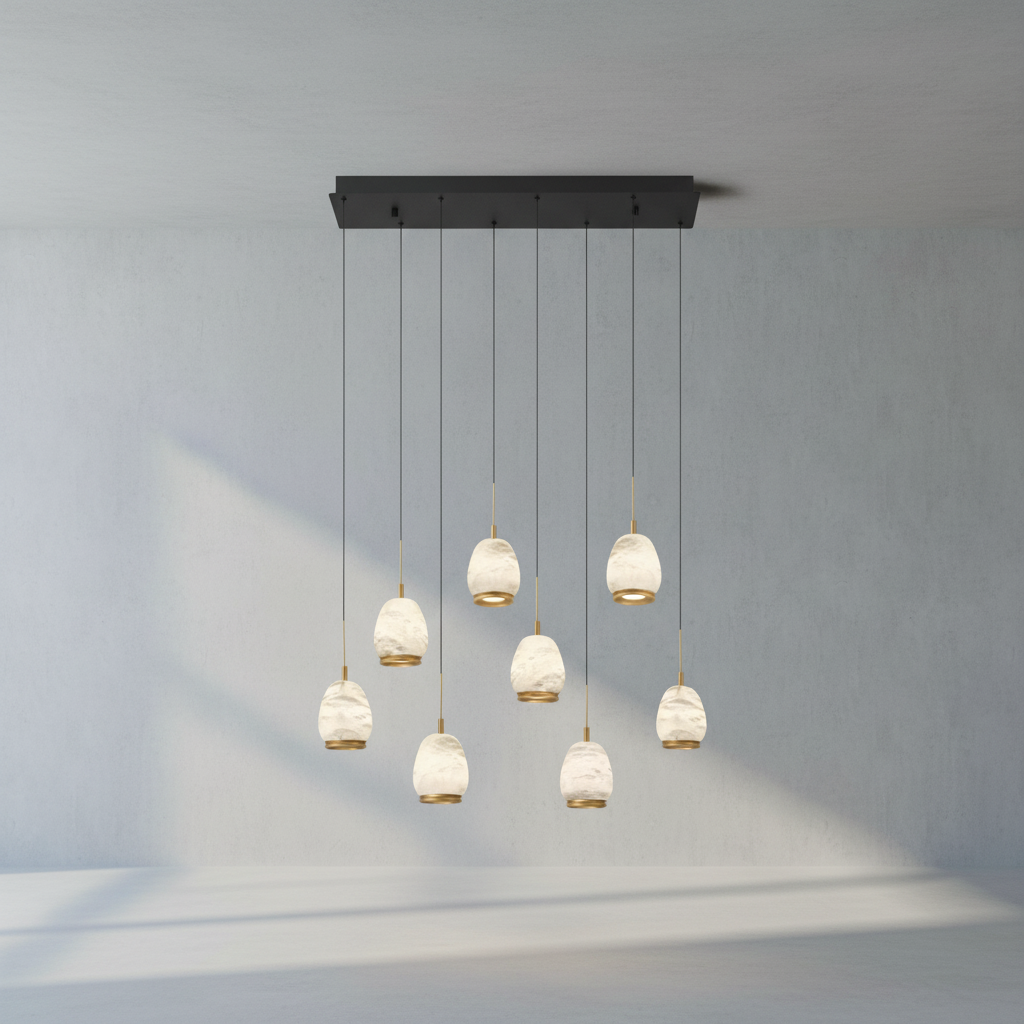 Riviko Alabaster Aura Linear LED Chandelier - Background Shot