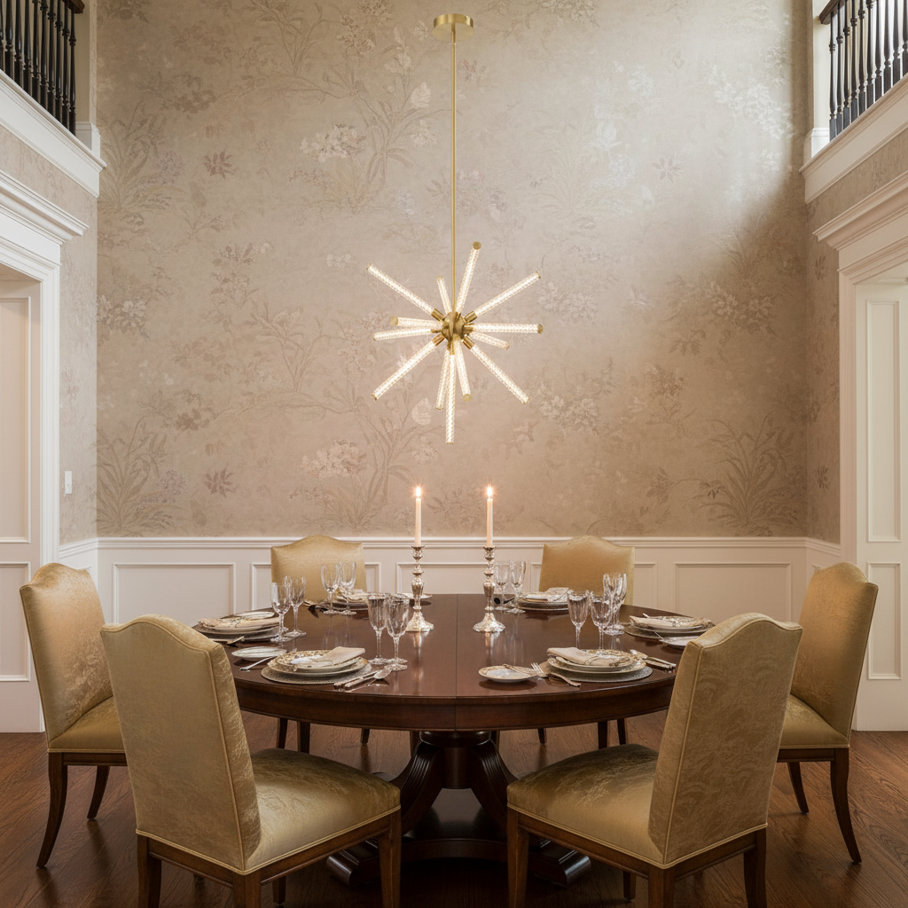Riviko Aura Weave Round LED Chandelier - formal American dining room