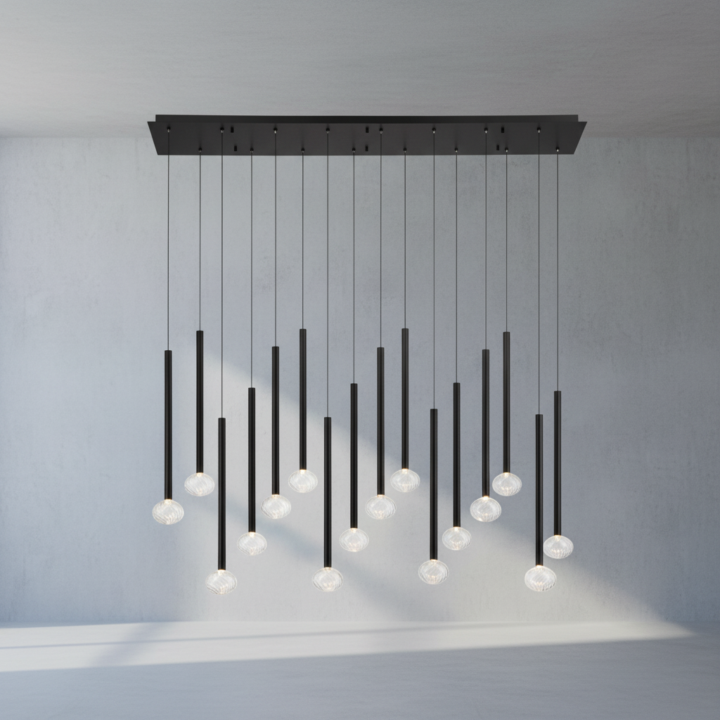 Riviko Aura Stream Linear LED Chandelier - Background Shot