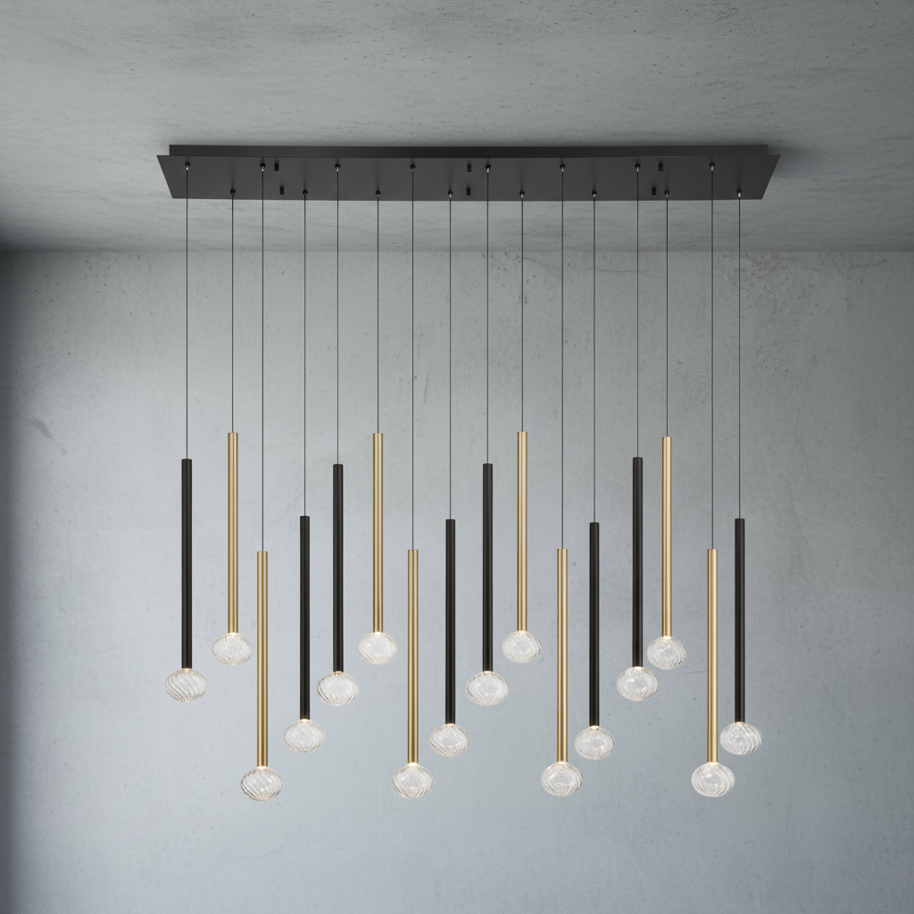 Riviko Aura Stream Linear LED Chandelier - Background Shot