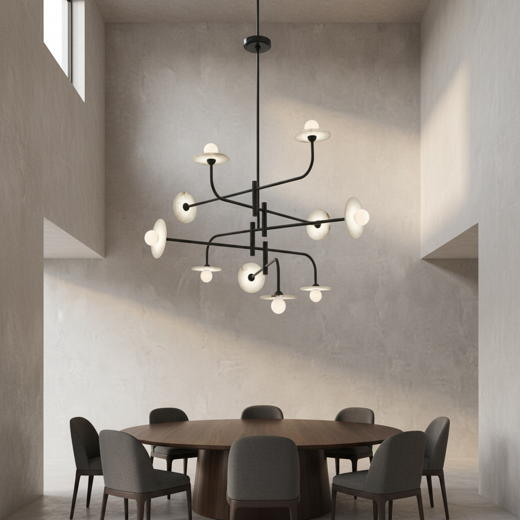 Riviko Alabaster Aura LED Chandelier - Background Shot