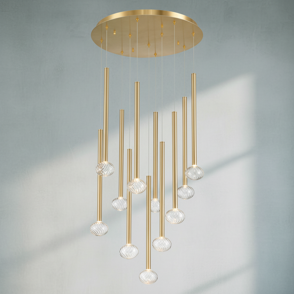 Riviko Aura Cascade Round LED Chandelier - Background Shot