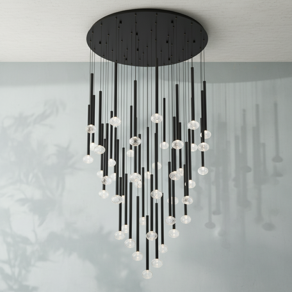 Riviko Aura Cascade Round LED Chandelier - Background Shot
