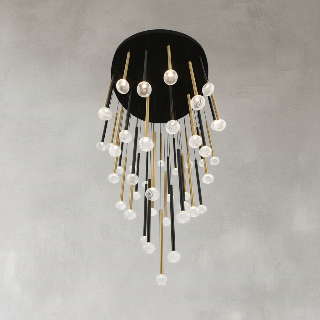 Riviko Aura Cascade Round LED Chandelier - Background Shot