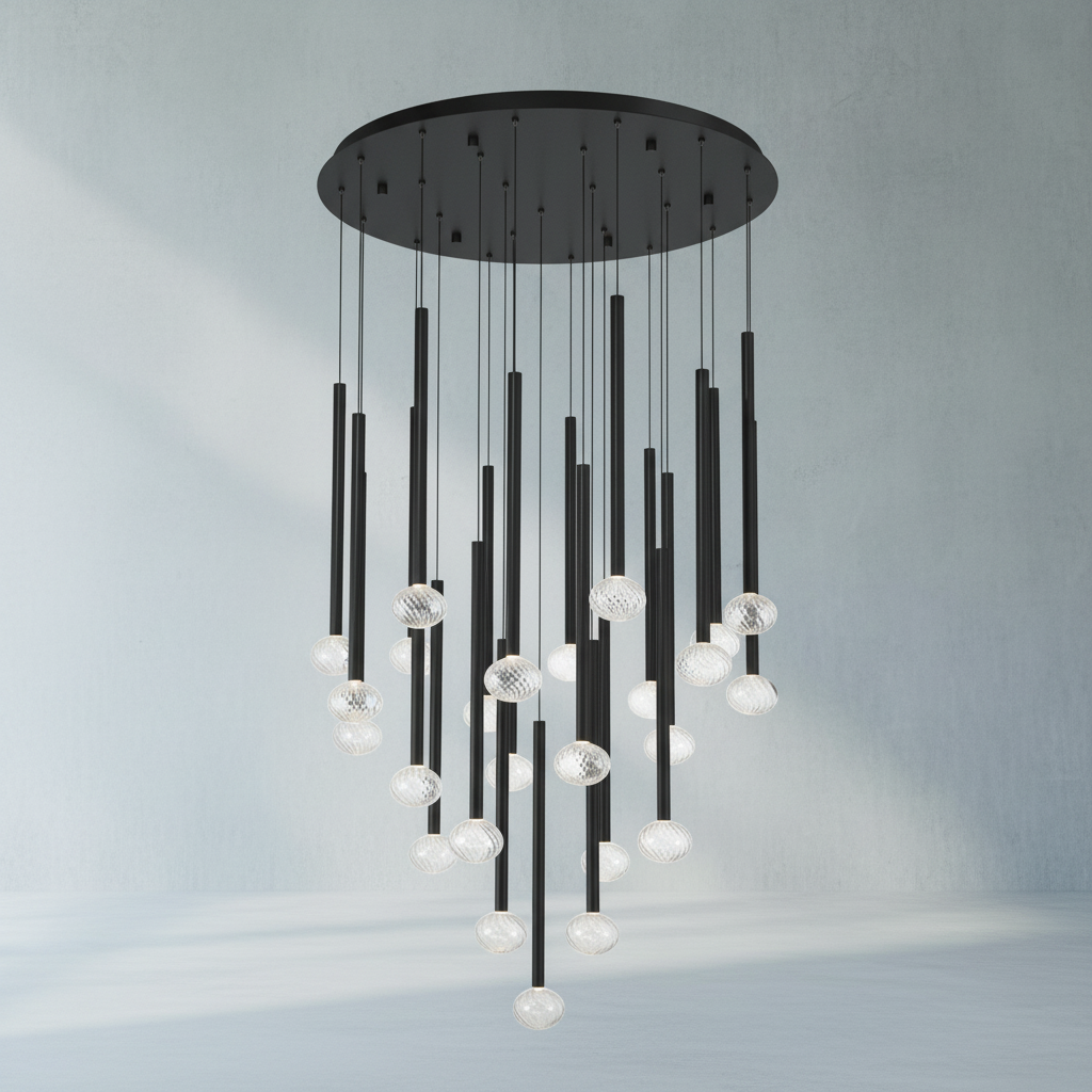 Riviko Aura Cascade Round LED Chandelier - Background Shot