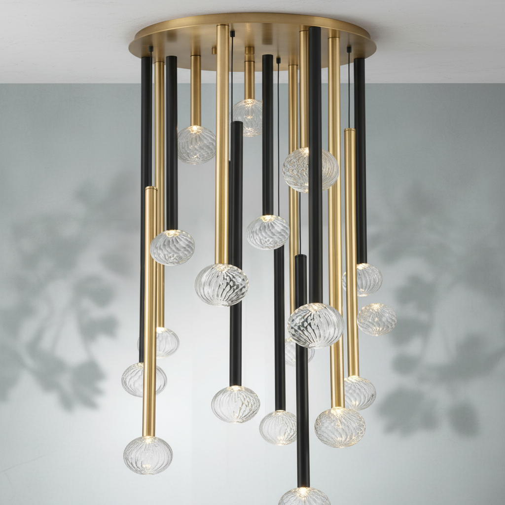 Riviko Aura Cascade Round LED Chandelier - Background Shot
